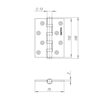Петля универсальная IN4500UC-BL BPVD 102x76x3 INOX304 вороненый никель БЛИСТЕР