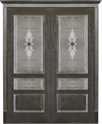 Межкомнатная дверь Вена, Рис.2, остеклённая, черная патина