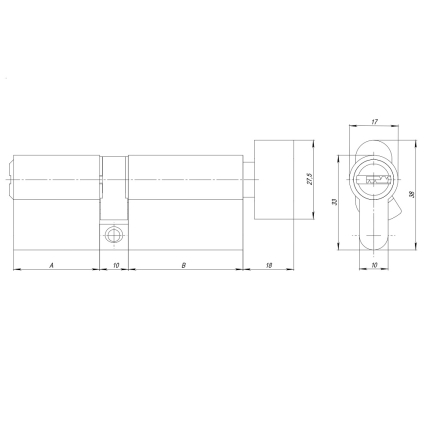Цилиндровый механизм (AZ202/80) AZ2002Knob80 (35+10+35) CP хром