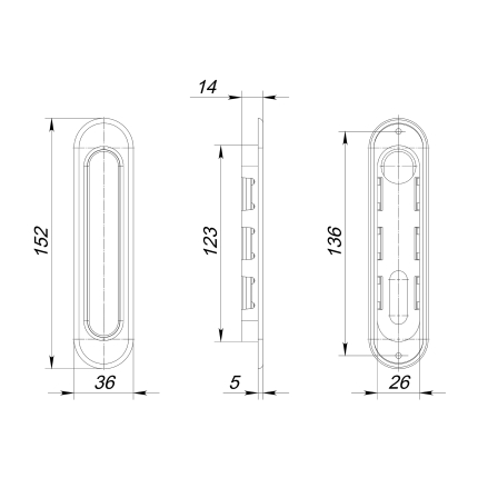 Ручка для раздвижных дверей SH.SL152.010 (Soft LINE SL-010) АВ бронза