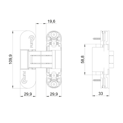 Петля скрытой установки UNION 2.0 ZN (2.2) BL черный