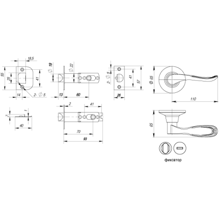 Ручка защелка DK630 MAB-BK (6030 MAB-B) (фик.) мат.бронза