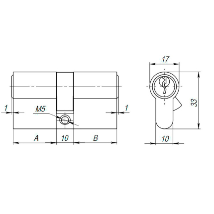 Цилиндровый механизм (AX100/60) AX1000Key60 (25+10+25) PB латунь