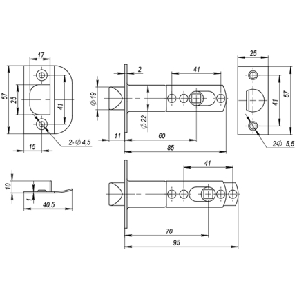 Ручка защелка DK682 SN-ET (6082 SN-E) (кл./фик.) мат. никель