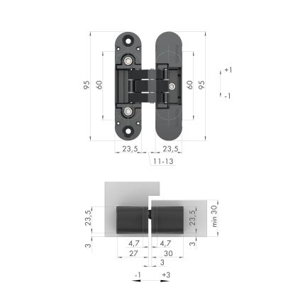 Петля скрытой установки U3D4000 CP (9540UN3D) хром
