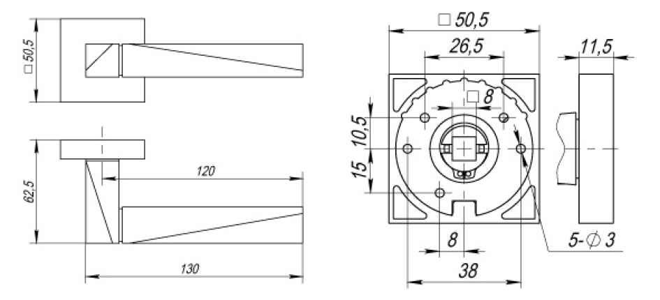 Ручка раздельная K.DM51.DIAMOND (DIAMOND DM) SN/CP-3 матовый никель/хром
