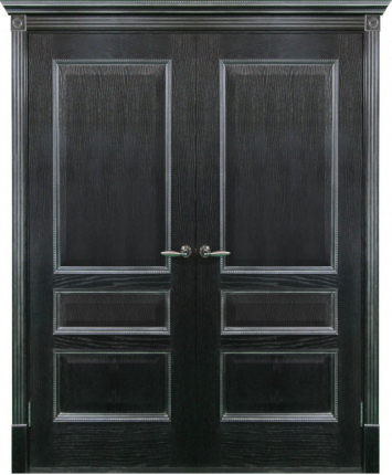 Межкомнатная дверь Вена, глухая, черная патина с серебром
