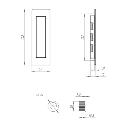 Ручка для раздвижных дверей SH.URB153.010 (SH010 URB) BB-17 коричневая бронза