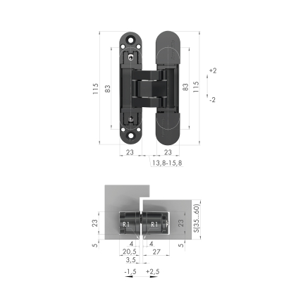 Петля скрытой установки U3D3000.VPG AB бронза TECH
