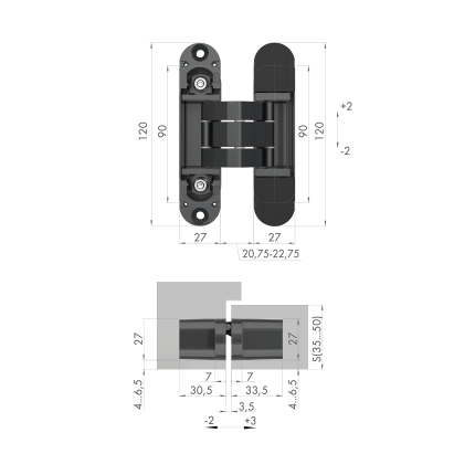 Петля скрытой установки U3D7000 BL (12060UN3D) черный TECH