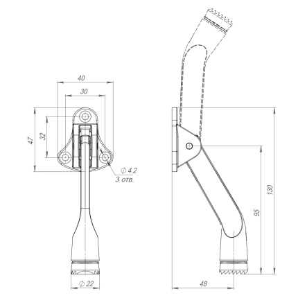 Упор дверной напольный STOPPER-100 SN (мат.никель) козья ножка
