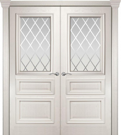 Межкомнатная дверь шпонированная Milyana Бристоль Сити, остеклённая, ясень жемчуг 900x2000