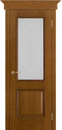 Межкомнатная дверь Шервуд, стекло Роса, античный дуб