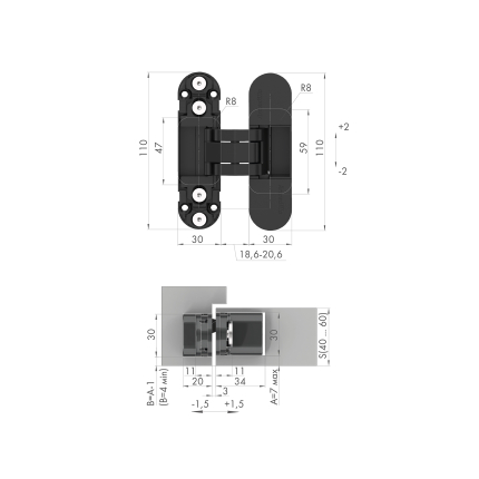 Петля скрытой установки U3D2000.TG BL черный