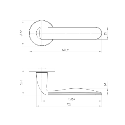 Ручка раздельная R.ARC.R52.EXTRA CP-8 хром