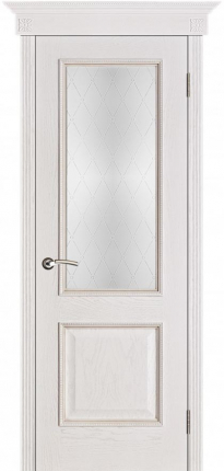 Межкомнатная дверь Шервуд, стекло Классик, белая патина