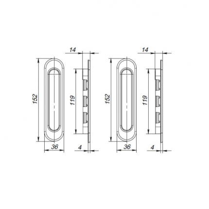 Ручка для раздвижных дверей SH.SL152.010 (Soft LINE SL-010) СP хром