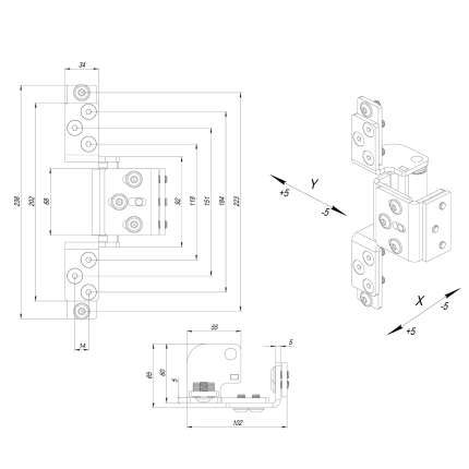 Петля скрытой установки HH-120 (hide hinge) до 120 кг (на 2 петли)