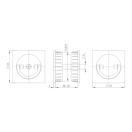 Ручка поворотная для раздвижных дверей SH.QUADRO55.BK8x2 BL-26 черный