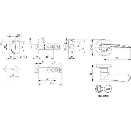 Ручка защелка DK620 BL-BK (6020 BL-B) (фик.) черный