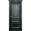 Межкомнатная дверь Вена, остеклённая, черная патина с серебром