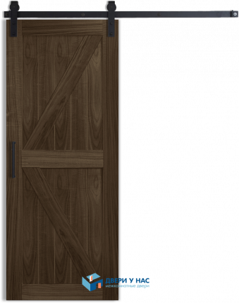 Амбарная раздвижная дверь Лофт 2, американский орех 1100x2000