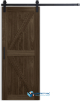 Амбарная раздвижная дверь Лофт 2, американский орех