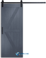 Амбарная раздвижная дверь Лофт 2, дуб графит