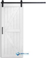 Амбарная раздвижная дверь Лофт 2, эмаль белая патина серебро