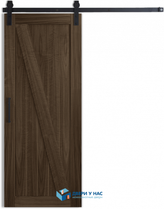 Амбарная раздвижная дверь Лофт 3, американский орех 1100x2000