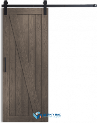 Амбарная раздвижная дверь Лофт 3, дуб античный