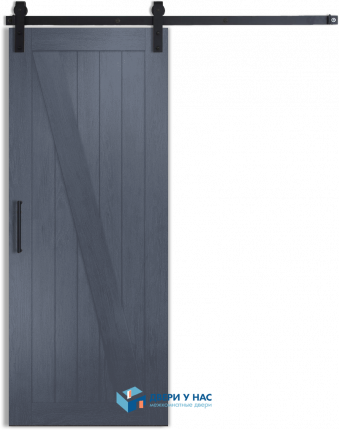 Амбарная раздвижная дверь Лофт 3, дуб графит