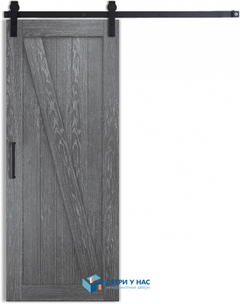 Амбарная раздвижная дверь Лофт 3, дуб седой