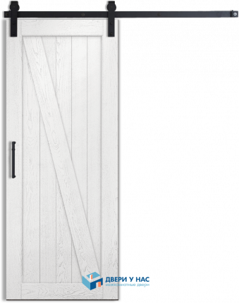 Амбарная раздвижная дверь Лофт 3, эмаль белая патина серебро 1100x2000