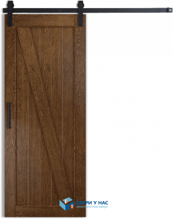 Амбарная раздвижная дверь Лофт 3, каштан 1100x2000