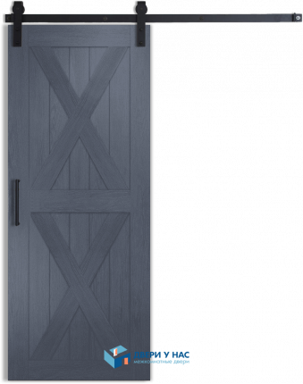 Амбарная раздвижная дверь Лофт 4, дуб графит 1100x2000