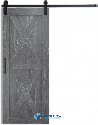 Амбарная раздвижная дверь Лофт 4, дуб седой