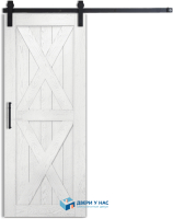 Амбарная раздвижная дверь Лофт 4, эмаль белая патина серебро