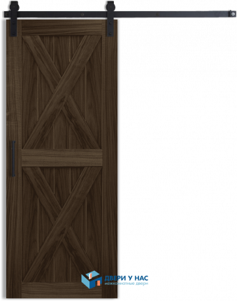 Амбарная раздвижная дверь Лофт 5, американский орех 1100x2000