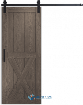 Амбарная раздвижная дверь Лофт 5, дуб античный