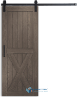 Амбарная раздвижная дверь Лофт 5, дуб античный