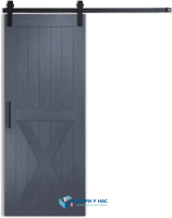 Амбарная раздвижная дверь Лофт 5, дуб графит