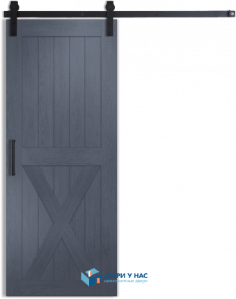 Амбарная раздвижная дверь Лофт 5, дуб графит