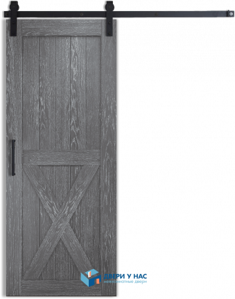Амбарная раздвижная дверь Лофт 5, дуб седой 1100x2000