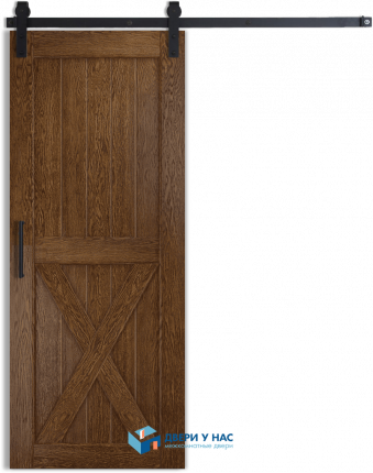 Амбарная раздвижная дверь Лофт 5, каштан 1100x2000