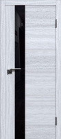 Дверь межкомнатная экошпон Верда Лестер-2, остекленная, черный лакобель, лиственница серая