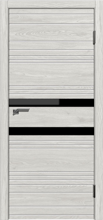 Дверь межкомнатная экошпон Верда Новелла-2, остекленная, черный лакобель, лиственница серая 900x2000