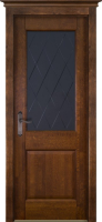 Дверь межкомнатная из массива ольхи Элегия, остекленная, античный орех