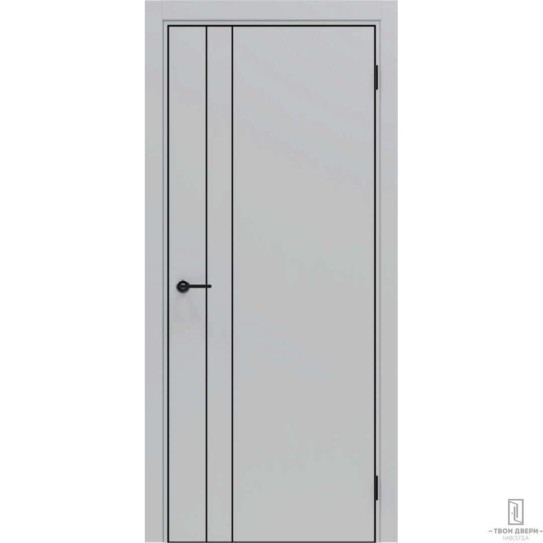 Межкомнатная дверь Portika Porta-58 4AВ глухая алюминиевая кромка черная Shellac Grey