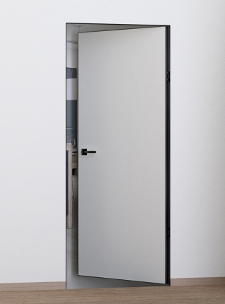 Дверь скрытая PX-0 Invisible Reverse, AL кромка черная с 4 сторон, обратное открывание